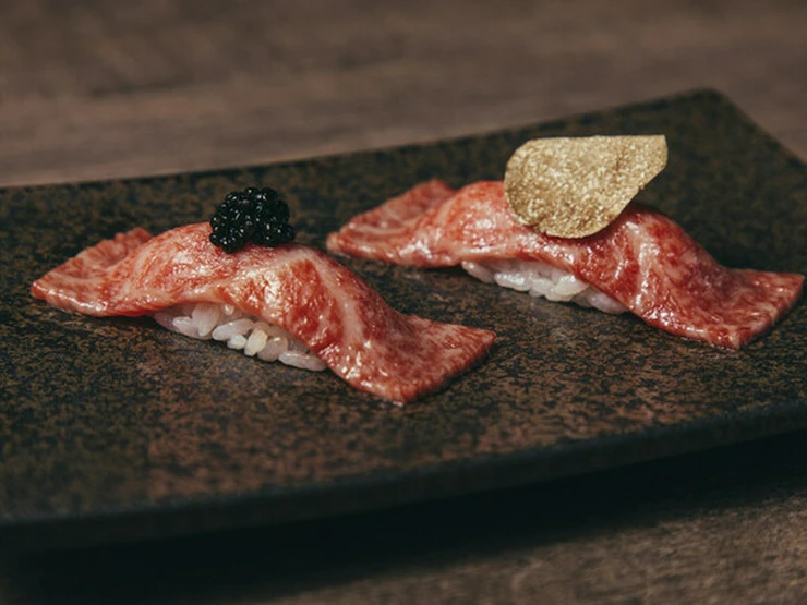 Yakiniku USHIGORO Yokohama branch_Chuck Flap Beef Sushi with Caviar / Chuck Flap Beef Sushi with Truffle