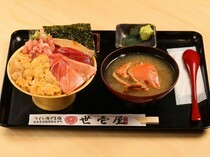 Uni Senmonten Yoichiya Jikka Branch_Sea Urchin and 5 Varieties of Tuna Comparison Bowl (White) - With tuna from Yamayayuki in Toyosu, one of the best tuna wholesalers in Japan.