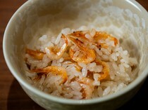 Usagi to Kame_Clay Pot Rice with Sakura Shrimp - An example of today's course meal