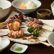 Gion Katana_YAKITORI Course - Seasonal appetizer, Fresh Vegetable Sticks, 10 selections of charcoal-grilled specialties, Dessert